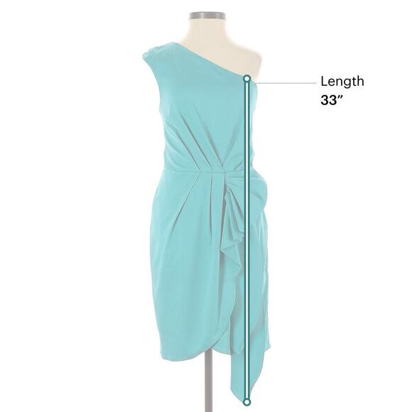 NWT BCBG WOMENS 0 DEEP AQUA BLUE GREEN DRAPED ONE SHOULDER DRESS NEW YEARS GLAM - Picture 4 of 12